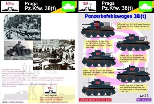 Przejdź do produktu ROPOS MNFDT35006 - 1:35 Praga Pz.Kpfw. 38(t) - Panzerbefehlswagen 38(t)