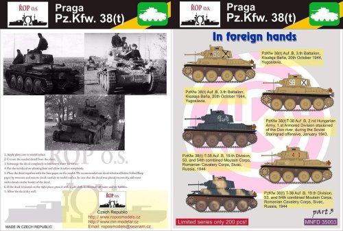 Przejdź do produktu ROPOS MNFDT35003 - 1:35 Praga Pz.Kpfw. 38(t) - In foreign hands