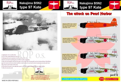 Przejdź do produktu ROPOS MNFDL72057 - 1:72 Nakajima B5N2 type 97 Kate - The attack on Pearl Harbour