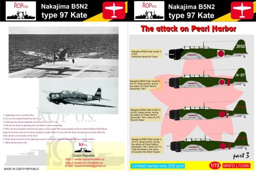 Przejdź do produktu ROPOS MNFDL72056 - 1:72 Nakajima B5N2 type 97 Kate - The attack on Pearl Harbour