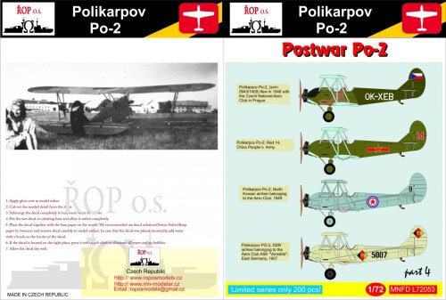 Przejdź do produktu ROPOS MNFDL72053 - 1:72 Polikarpov Po-2/U-2 - Postwar Po-2