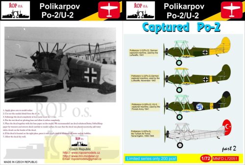 Przejdź do produktu ROPOS MNFDL72051 - 1:72 Polikarpov Po-2/U-2 - Captured Po-2