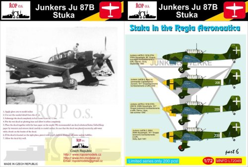 Przejdź do produktu ROPOS MNFDL72049 - 1:72 Junkers Ju-87B Stuka - Stuka in the Regia Aeronautica