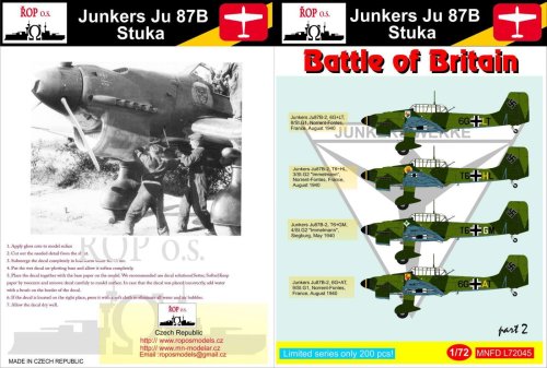 Przejdź do produktu ROPOS MNFDL72045 - 1:72 Junkers Ju 87B Stuka - Battle of Britain