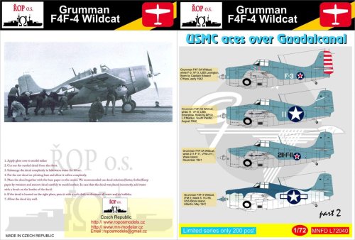 Przejdź do produktu ROPOS MNFDL72040 - 1:72 Grumman F4F-4 Wildcat - USMC aces over Guadalcanal