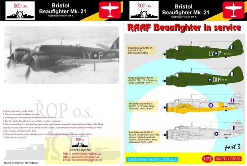 Przejdź do produktu ROPOS MNFDL72036 - 1:72 Bristol Beaufighter Mk. 21  - RAAF Beaufighter in service