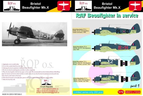 Przejdź do produktu ROPOS MNFDL72034 - 1:72 Bristol Beaufighter Mk.X - RAF Beaufighter in service