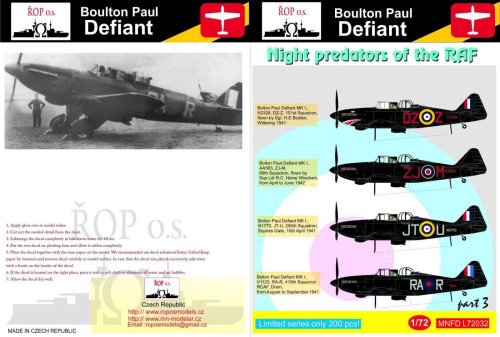 Przejdź do produktu ROPOS MNFDL72032 - 1:72 Boulton Paul Defiant - Night predators of the RAF