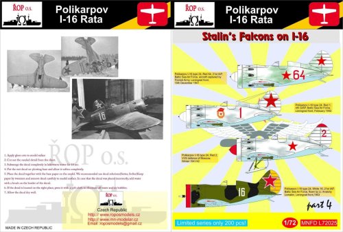 Przejdź do produktu ROPOS MNFDL72025 - 1:72 Polikarpov I-16 Rata - Stalin's Falcons on I-16