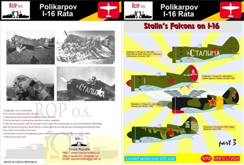 Przejdź do produktu ROPOS MNFDL72024 - 1:72 Polikarpov I-16 Rata - Stalin's Falcons on I-16