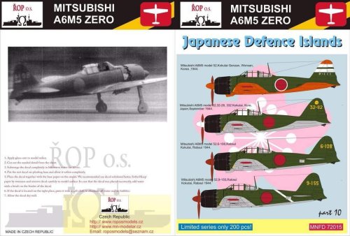 Przejdź do produktu ROPOS MNFDL72015 - 1:72 Mitsubishi A6M5 Zero Model 52 - Japanese Defence Islands