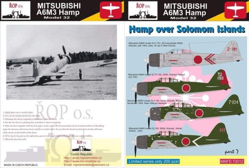 Przejdź do produktu ROPOS MNFDL72012 - 1:72 Mitsubishi A6M3 Hamp Model 32 - Hamp over Solomon Islands