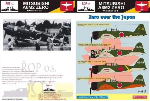 Przejdź do produktu ROPOS MNFDL72008 - 1:72 Mitsubishi A6M2 Zero Model 21 - Zero over the Japan