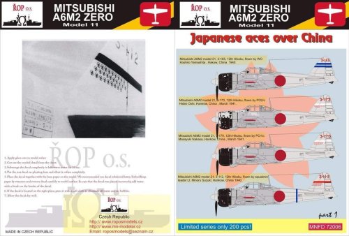 Przejdź do produktu ROPOS MNFDL72006 - 1:72 Mitsubishi A6M2 Zero Model 11 - Japanese aces over China