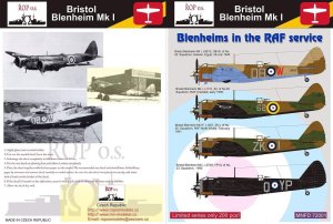 ROPOS MNFDL72001 - 1:72 Bristol Blenheim Mk I - Blenheims in the RAF service