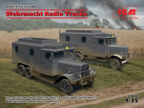 Przejdź do produktu ICM DS3509 - 1:35 Wehrmacht Radio Trucks (Henschel 33D1 Kfz.72, Krupp L3H163 Kfz.72)