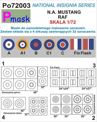 Przejdź do produktu PMASK Po72003 - 1:72 P-51Mustang RAF