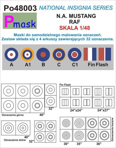 Przejdź do produktu PMASK Po48003 - 1:48 P-51Mustang RAF