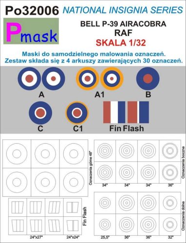 Przejdź do produktu PMASK Po32006 - 1:32 Bell P-39 Airacobra RAF