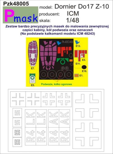 Przejdź do produktu PMASK Pzk48005 - 1:48 Dornier Do17Z-10