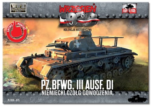 Przejdź do produktu FIRST TO FIGHT 075 -  Wrzesień 1939 - 1:72 Panzerbefehlswagen PzBfWg III Ausf. D1 niemiecki czołg średni, dowodzenia - Gazetka w zestawie z modelem