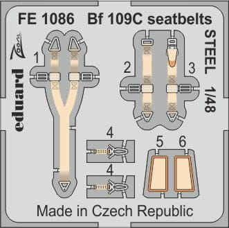 Przejdź do produktu EDUARD FE1086 - 1:48 Bf 109C seatbelts - Steel