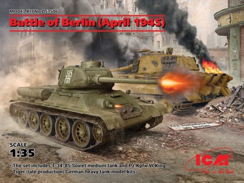 Przejdź do produktu ICM DS3506 - 1:35 Battle of Berlin April 1945 (T-34-85, King Tiger)