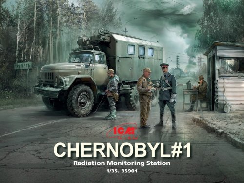 Przejdź do produktu ICM 35901 - 1:35 Chernobyl#1. Radiation Monitoring Station (ZiL-131KShM truck & 5 figures & diorama base with background)