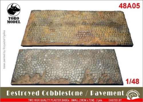 Przejdź do produktu TORO MODEL 48A05 - 1:48 Destroyed Cobblestone / Pavement - Dwie małe gipsowe podstawki 18x7cm