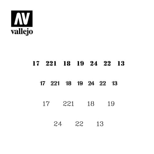 Przejdź do produktu VALLEJO ST-AFV003 - 1:35 Soviet Numbers WWII stencil