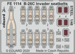 EDUARD FE1114 - 1:48 B-26C Invader seatbelts - Steel