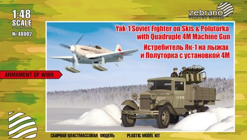 Przejdź do produktu ZEBRANO 48002 - 1:48 Yak-1 Soviet Fighter on Skis & Polutorka lorry with Quadruple 4M Machine Gun