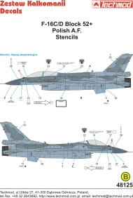 Przejdź do produktu TECHMOD 48125 - 1:48 F-16 C/D Polish AF stencils