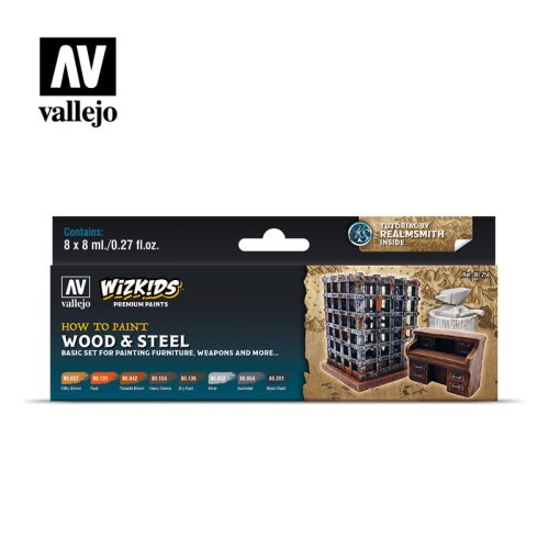 Przejdź do produktu VALLEJO 80256 - Wood & Steel - WizKids Premium Paints Set 8 x 8 ml