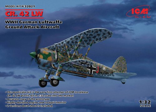 Przejdź do produktu ICM 32021 - 1:32 Fiat CR.42 LW WWII German Luftwaffe Ground Attack Aircraft