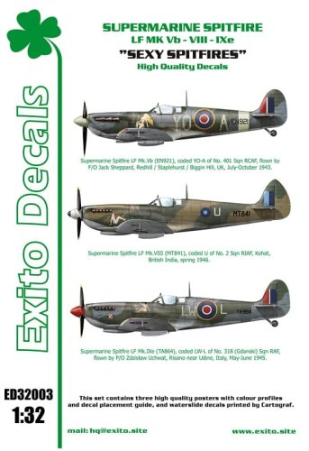 Przejdź do produktu EXITO DECALS ED32003 - 1:32 Sexy Spitfires - Supermarine Spitfire LF Mk Vb - VIII - IXe
