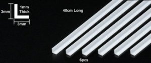 TAMIYA 70199 - Kątowniki polistyrenowe 3mm x 6 szt - Plastic Beams 3mm L
