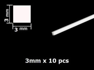 TAMIYA 70130 - Profile polistyrenowe kwadratowe 3mm x 10 szt - Plastic Beams 3mm Square