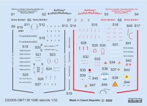 EDUARD D32005 - 1:32 Bf 109E stencils