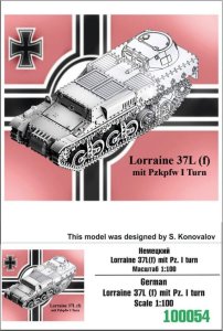 ZEBRANO Z100-054 - 1:100 German Lorraine 37L(f) Pzkpfw I Turn