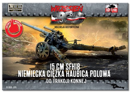 Przejdź do produktu FIRST TO FIGHT 079 - Wrzesień 1939 - 1:72 15cm sFH 18 Niemiecka Ciężka Haubica Polowa do Trakcji Konnej - Gazetka w zestawie z modelem