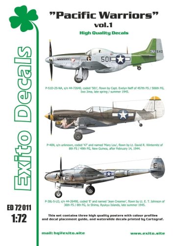 Przejdź do produktu EXITO DECALS ED72011 - 1:72 Pacific Warriors vol.1 - P-40 - P-51 - P-38