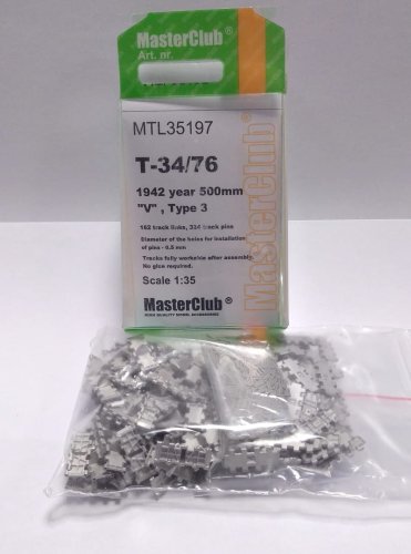 Przejdź do produktu MASTERCLUB MTL35197 - 1:35 T-34/76 1942 500 mm V type 3 - workable metal tracks