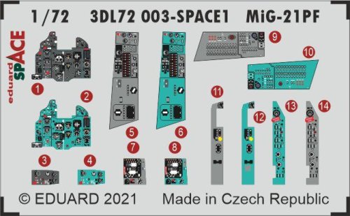 Przejdź do produktu EDUARD 3DL72003 - 1:72 MiG-21PF - Space 3D Decals + PE