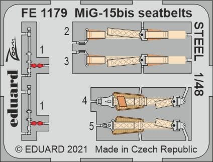 Przejdź do produktu EDUARD FE1179 - 1:48 MiG-15bis seatbelts - Steel