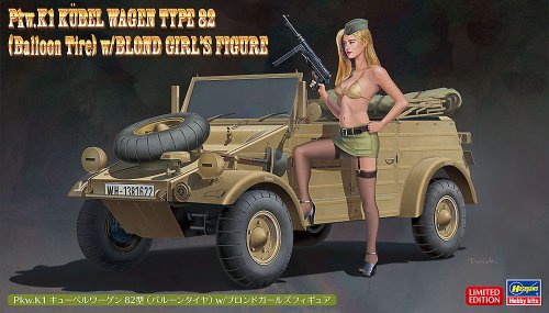 Przejdź do produktu HASEGAWA SP473 52273 - 1:24 Pkw.K1 Kübelwagen Type 82 (Balloon Tire) w/Blonde Girl's Figure