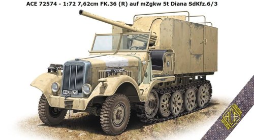 Przejdź do produktu ACE 72574 - 1:72 7,62cm FK.36 (R) auf mZgkw 5t Diana SdKfz.6/3