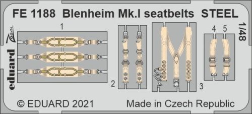 Przejdź do produktu EDUARD FE1188 - 1:48 Blenheim Mk.I seatbelts - Steel