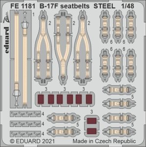 EDUARD FE1181 - 1:48 B-17F seatbelts - Steel