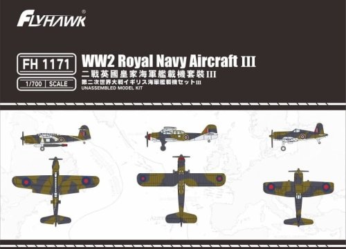 Przejdź do produktu FLYHAWK 1171 - 1:700 WWII Royal Navy Aircraft III - Albacore, Barracuda, Corsair